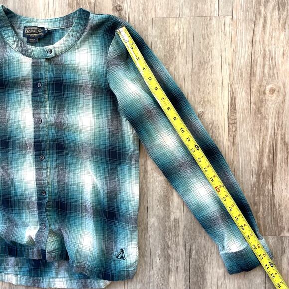 Pendleton Women’s Blue Black Plaid 100% Cotton Button Down Pajama Top Size Small - Picture 7 of 8